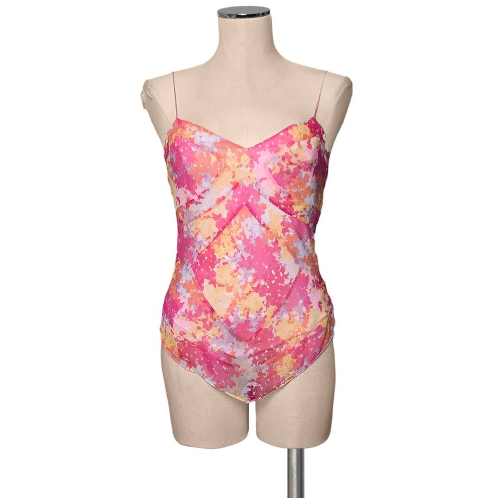 DVF Vintage Diane Von Furstenberg Pink Colorful Floral Silk Tank Top 4